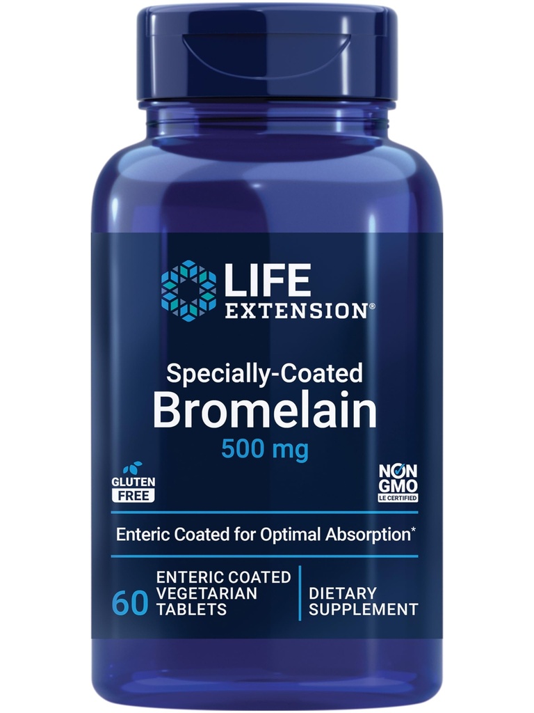Estensione della vita Bromelain, Estratto di ananas, Salute comune, Comfort congiunto, Vegetariano, Senza glutine, Non OGM, 500 mg, 60 compresse ricoperte di enterico