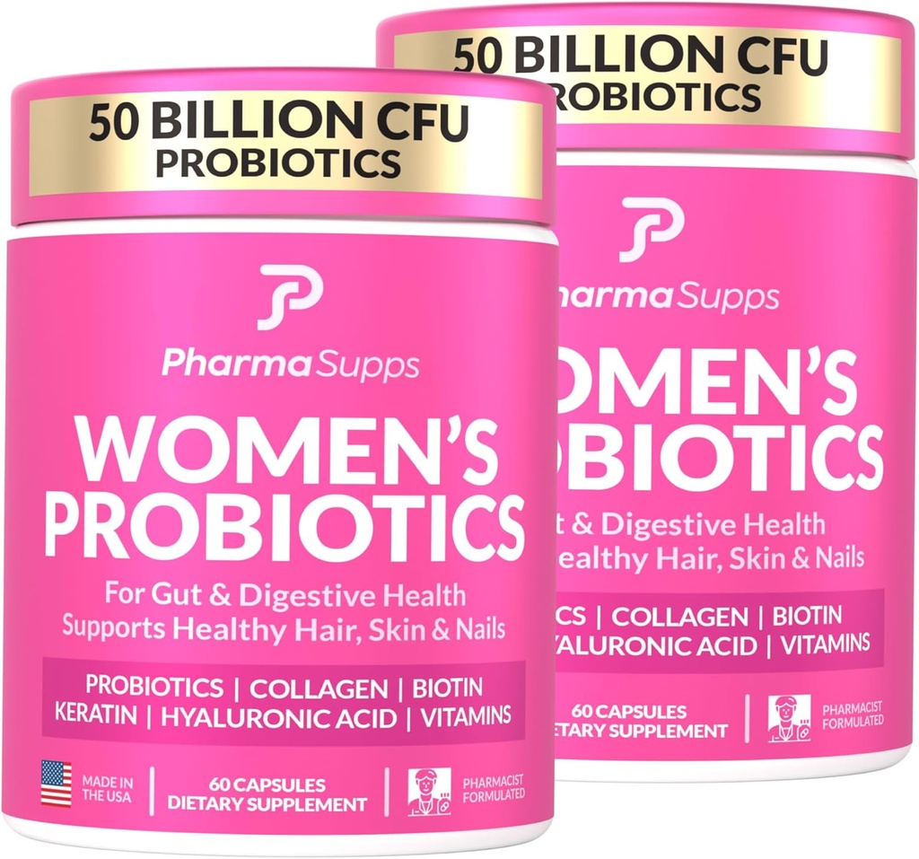 Probiotici donna ADVANCED per la salute del fegato - Hair, Skin, & Nails Vitamins Support - 50 miliardi di CFU w/ Collagen, Biotin & Keratin - Integratore probiotico per la salute digestiva & Bloating Relief, USA-Made