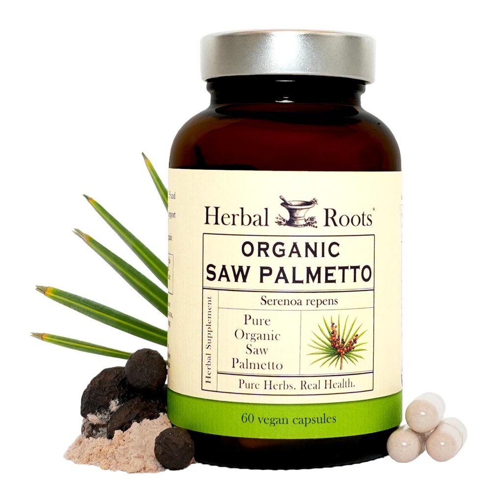 Estratto di palmetto segato biologico | 1.000 mg per porzione | 60 capsule vegane organiche