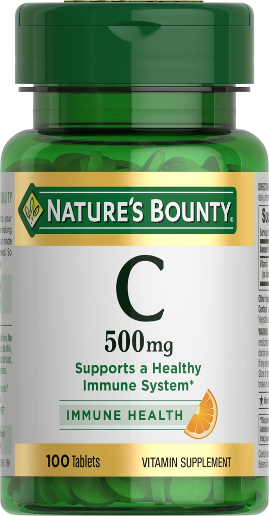 La vitamina C di Bounty della natura Tablets, supplemento di vitamina, supporta un sistema immunitario sano, 500mg, 100 Count