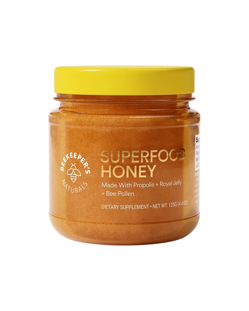 Miele Superfood by Beekeeper's Naturals - Bee Pollen, Royal Jelly, Propolis, Honey - Natural Energy, Supporto Immune, Clarity Mentale, Performance Atletica (4,4 oz)