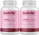 BESTVITE Acetil L-Carnitina 500mg & Alfa Lipoic Acid 200mg per capsula con Biotina (240 capsule vegetariane) (120 x 2) - No Stearates - Vegan - Non OGM - Gluten Free