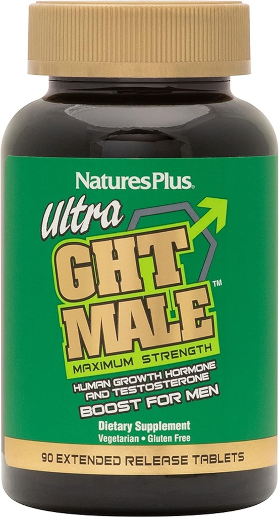 NaturesPlus Ultra GHT Maschio - 90 Compresse di rilascio prolungate - Massima resistenza naturale ormone della crescita Boost - Gluten Free - 30 Serve