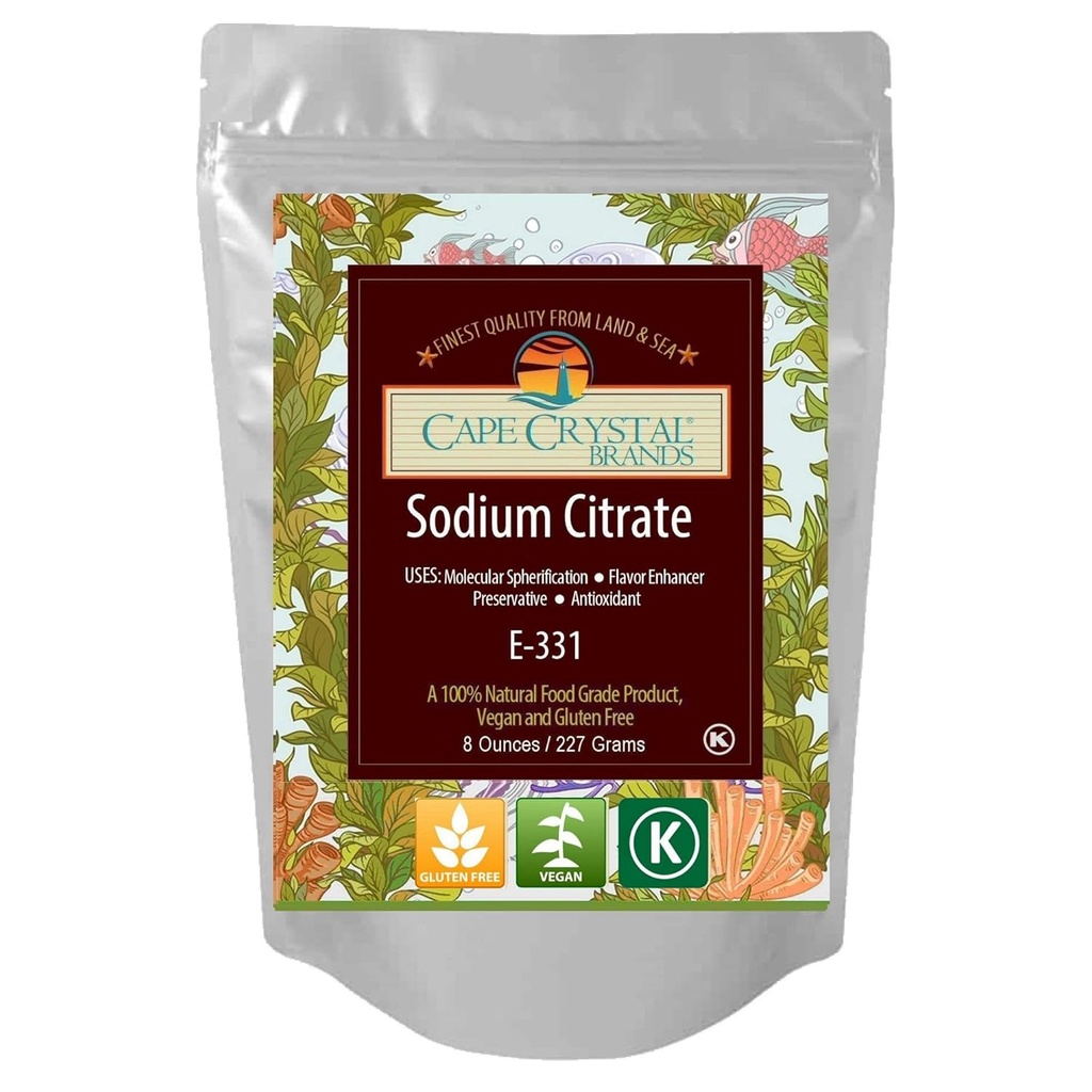 Citrato di sodio 100% Grado alimentare | Previene Gellation precoce in Spherification - Kosher Certificato ( 8 Oz)