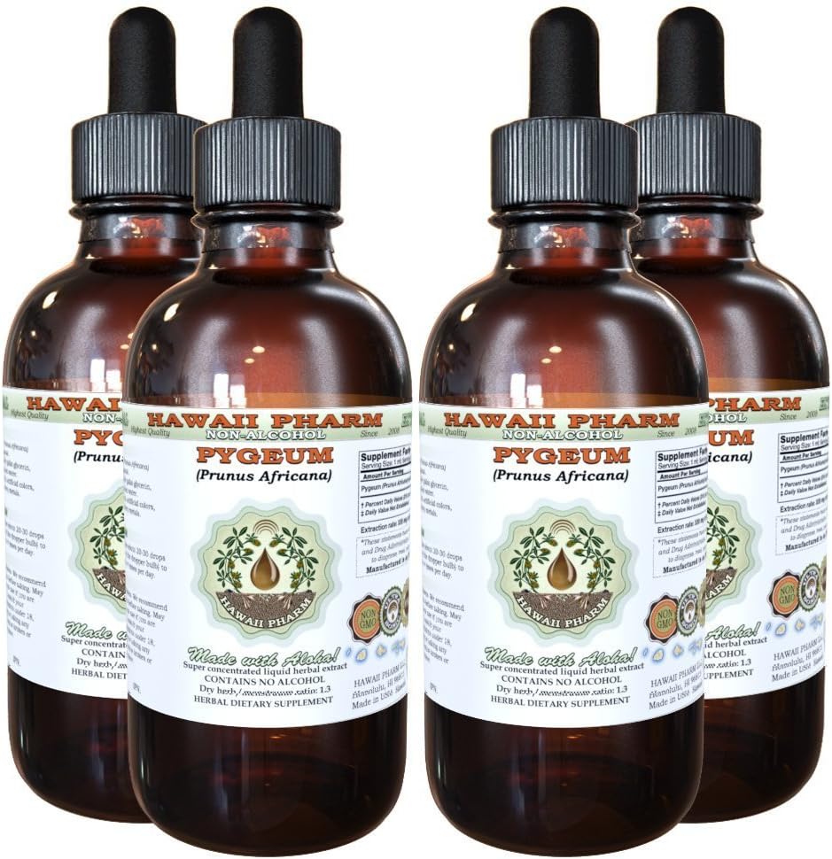 Estratto di liquido privo di alcool di ciliegia africano, Pigeo di ciliegia africano (Prunus Africana) Bark Glycerite integratore naturale di erbe, Hawaii Pharm, USA 4x4 oz