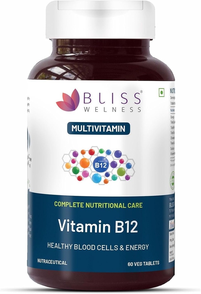 Vitamina B12 100% RDA, Cynocobalamine, Boost Energy Levels Healthy Nervous System Function Supplemento per gli uomini e le donne - 60 compresse vegetariane