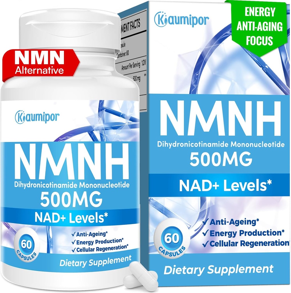 NMNH (Dihydronicotinamide Mononucleotide) NMN Alternative Supplemento, 500 mg Per Serve NAD Supplemento per Boost NAD+ Livelli, per Anti invecchiamento, energia, immunità, messa a fuoco, 60 capsule vegane