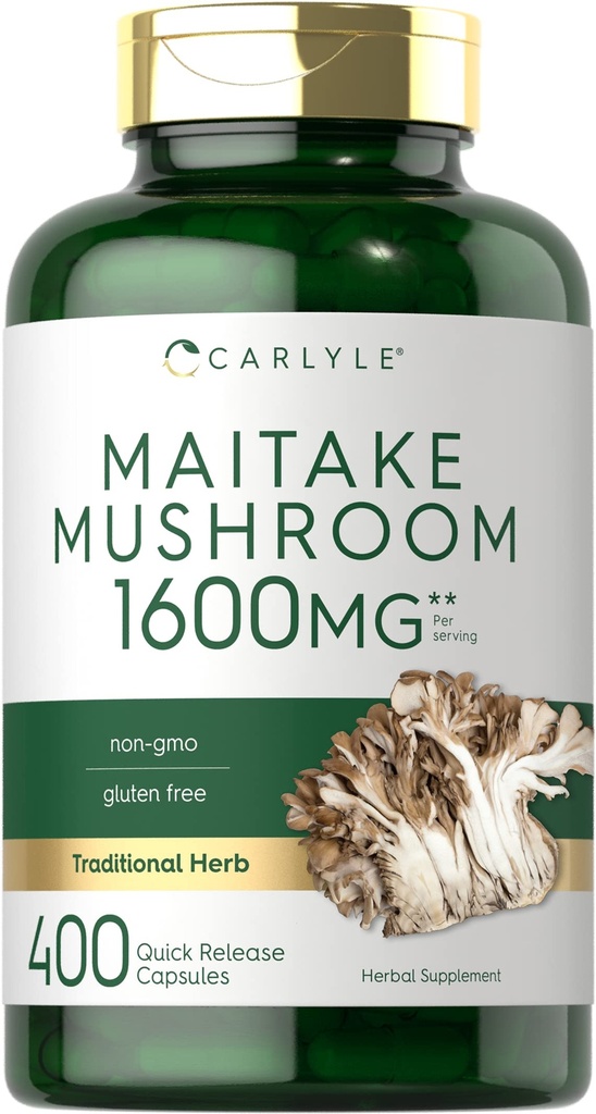 Carlyle Maitake Mushroom Capsule | 1600mg | 400 Count | Non OGM & Gluten Free Extract | Integratore di funghi