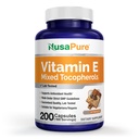 NusaPure Vitamina E 1000 IU 200 Compresse (non OGM, senza glutine) - Tocoferoli misti