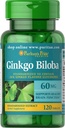 Puritans Pride Ginkgo Biloba Estratto standardizzato 60 mg compresse, 120 conte