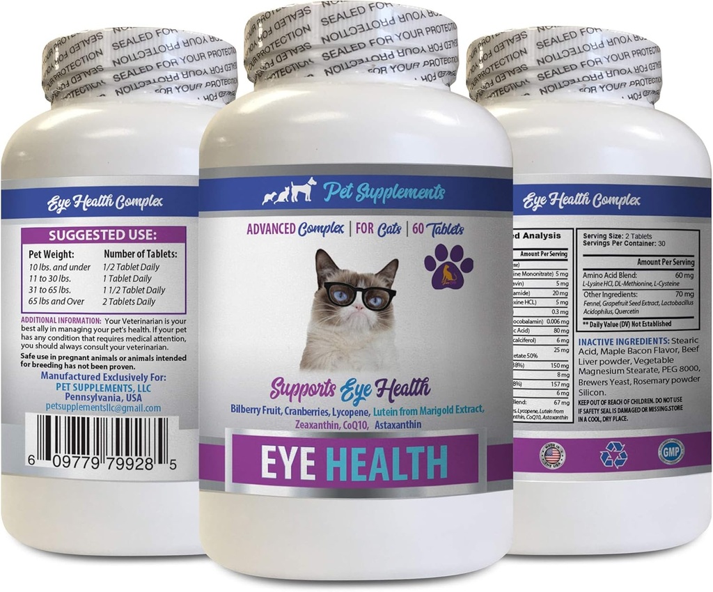 cat Eye Vitamins - Cats Eye Health Complex - Formula Avanzata per la vista - Boost Immune - cat astaxantina - 1 bottiglia (60 compresse)
