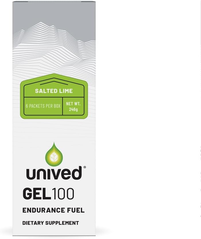Gel Unived 100 - Vegan Energy Gel per Endurance Athletes Runners & Cyclists - 100kcal - Lime salato - Confezione da 6