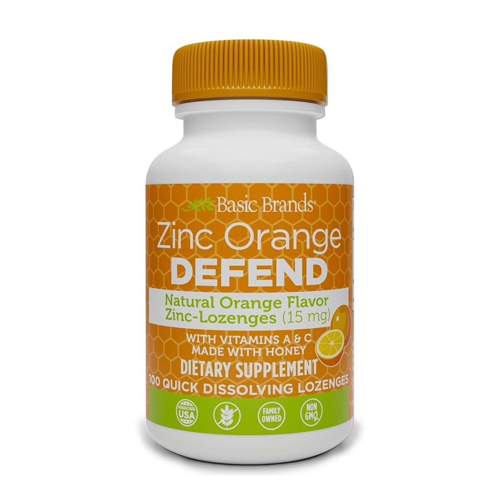Marchi di base Zinc Lozenges, 100 Conte, Arancione