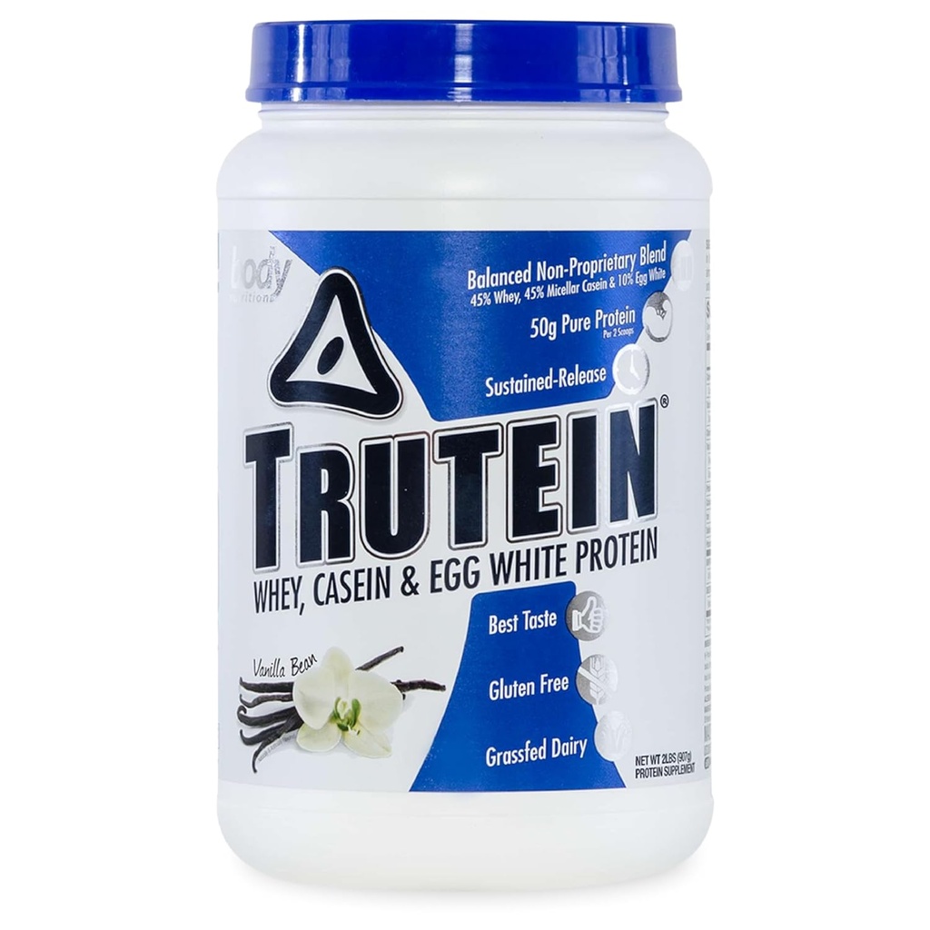 Polvere proteica alta: 45% Whey, 45% Casein, 10% Egg White Protein Shake Mix, Gluten-Free, Basso Sodio, Bassa polvere di supplemento di proteine del carb per gli uomini e le donne, Vanilla Bean, 2lb