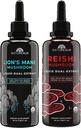 Naturealm Reishi & Lion’s Mane Mushroom Extract - Adaptogen Stack for Focus, Immunity, Longevity, Gut Health, Anti-invecchiamento, Energy & More - Organic Liquid Drops - 50 mL Ogni (2 Confezione)