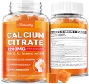 Calcio 1200 mg con vitamina D3 Supplemento Gummies per gli adulti: Citrato di calcio di assorbimento finale con vitamina D3 K2, estratto di curcuma, MSM per gli uomini delle donne