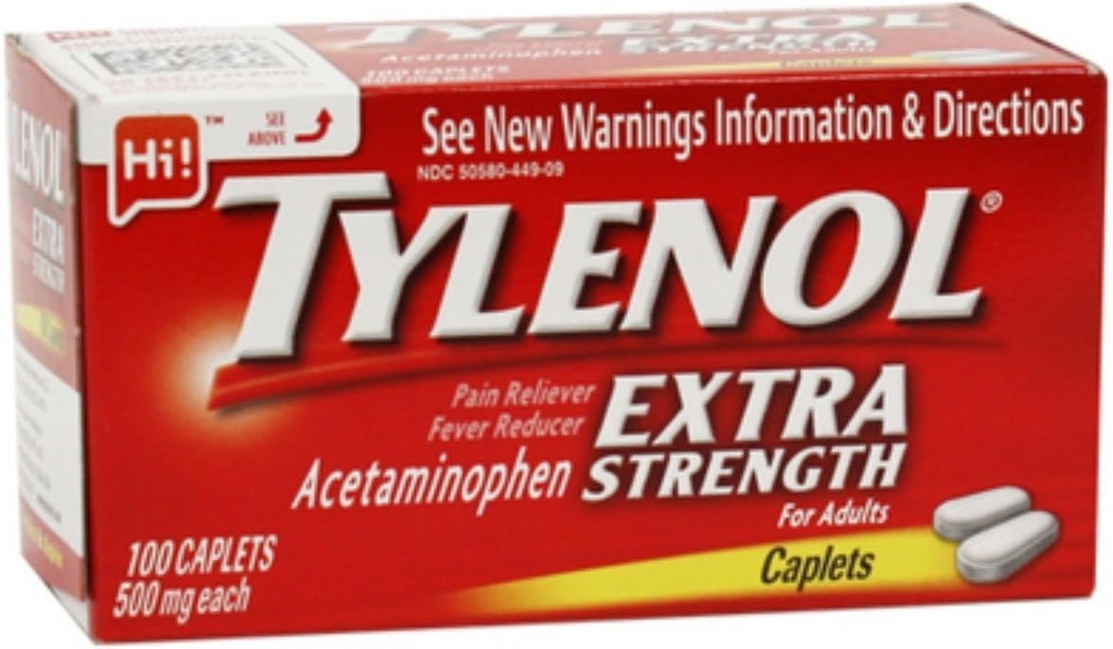 Tylenol Extra Forza Acetaminofene, 500 mg Caplets, 100 Conte