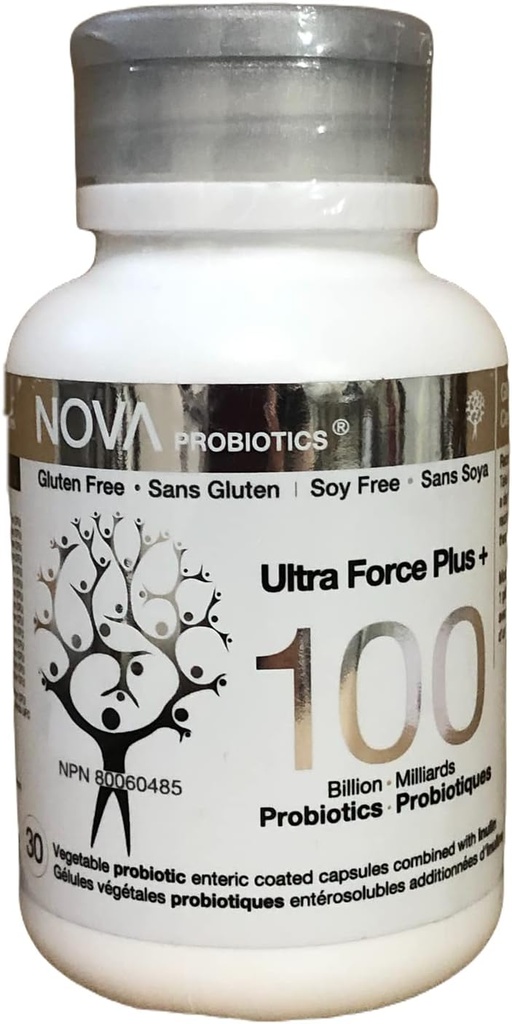Probiotici NOVA Multi-Strain Ultra Strength Plus+ 100 miliardi di Probiotici per Capsule-30 VCaps