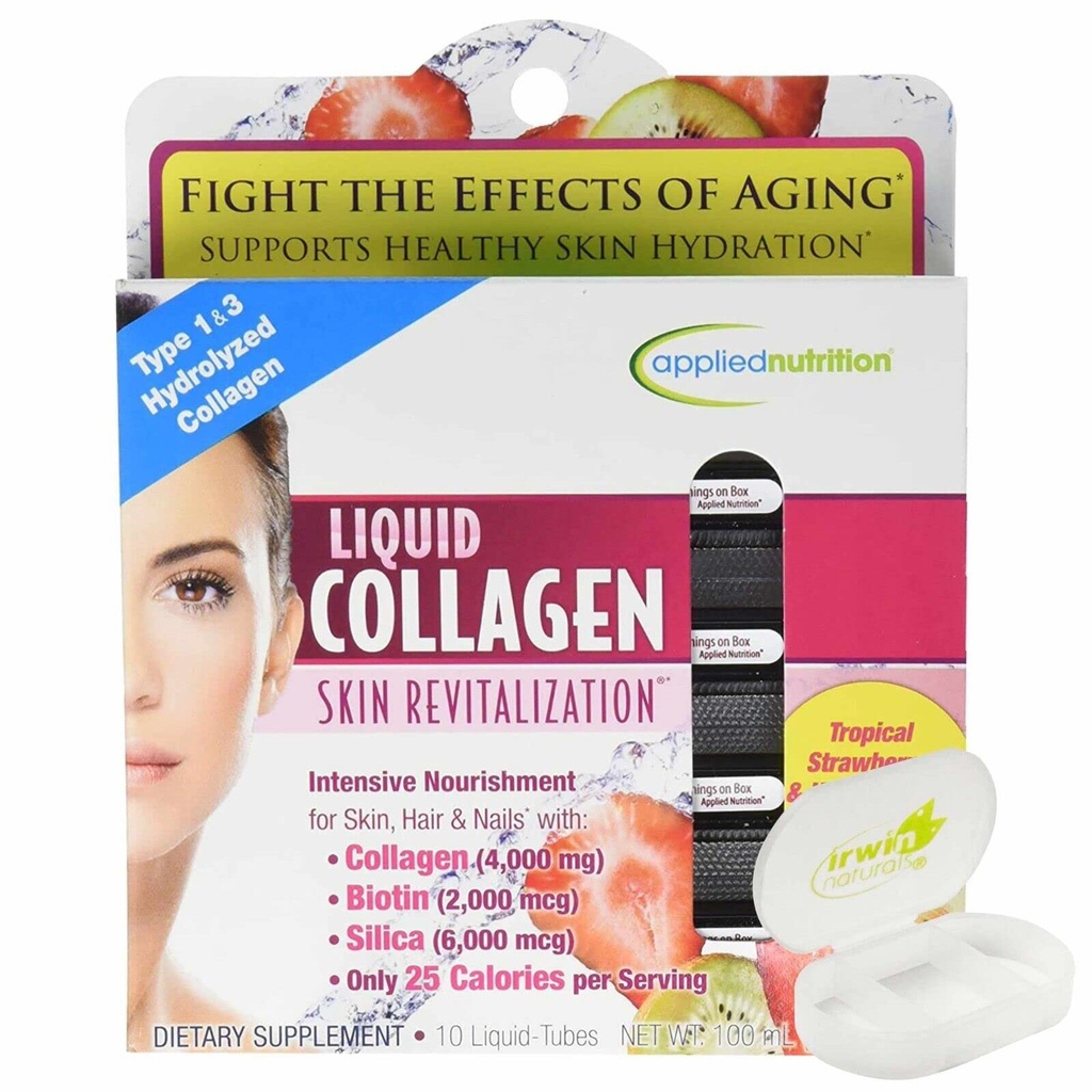 Liquid Collagen Skin Rivitalizzazione Integratori Dietetici 10 Tubi Liquidi con Caso Pillola