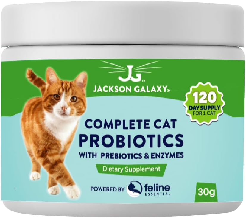 Probiotici per gatti completi con prebiotici e enzimi di Jackson Galaxy - Supporto per la digestione, Integratore alimentare di supporto immunitario - Made in the USA