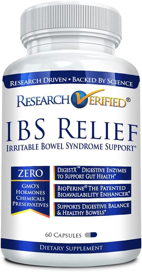 Rilievo IBS verificato - Enzimi digestivi naturali, BioPerine - 60 capsule - Confezione da 1