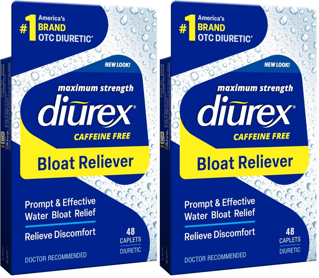 Diurex Max - Pillole d'acqua diuretiche prive di caffeina - Sentire meglio e meno pesante, 48 conteggio (Pack of 2)