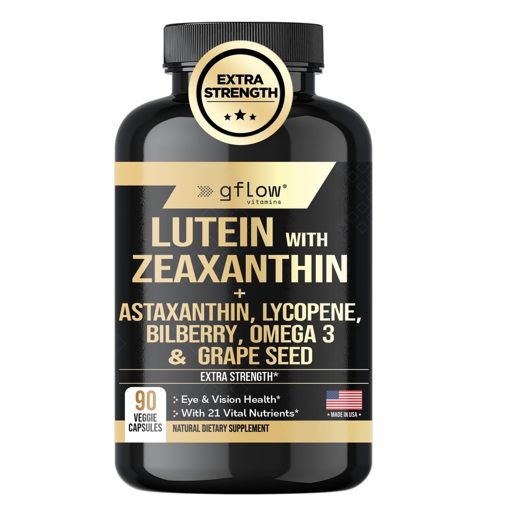 Integratori di Lutein e Zeaxanthin - Vitamine Occhi Avanzate con Astaxantina, Omega 3, Resveratrolo, Bilberry, Lycopene, Quercetin, Ginkgo Biloba, Vitamina D | Health Vision made in USA