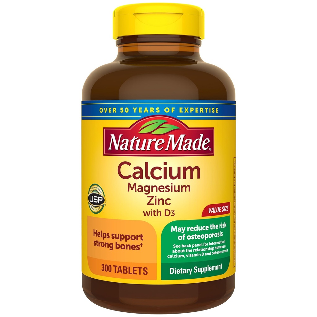 Zinco di Magnesio di calcio naturale con vitamina D3, Integratore alimentare per il supporto Bone, 300 compresse