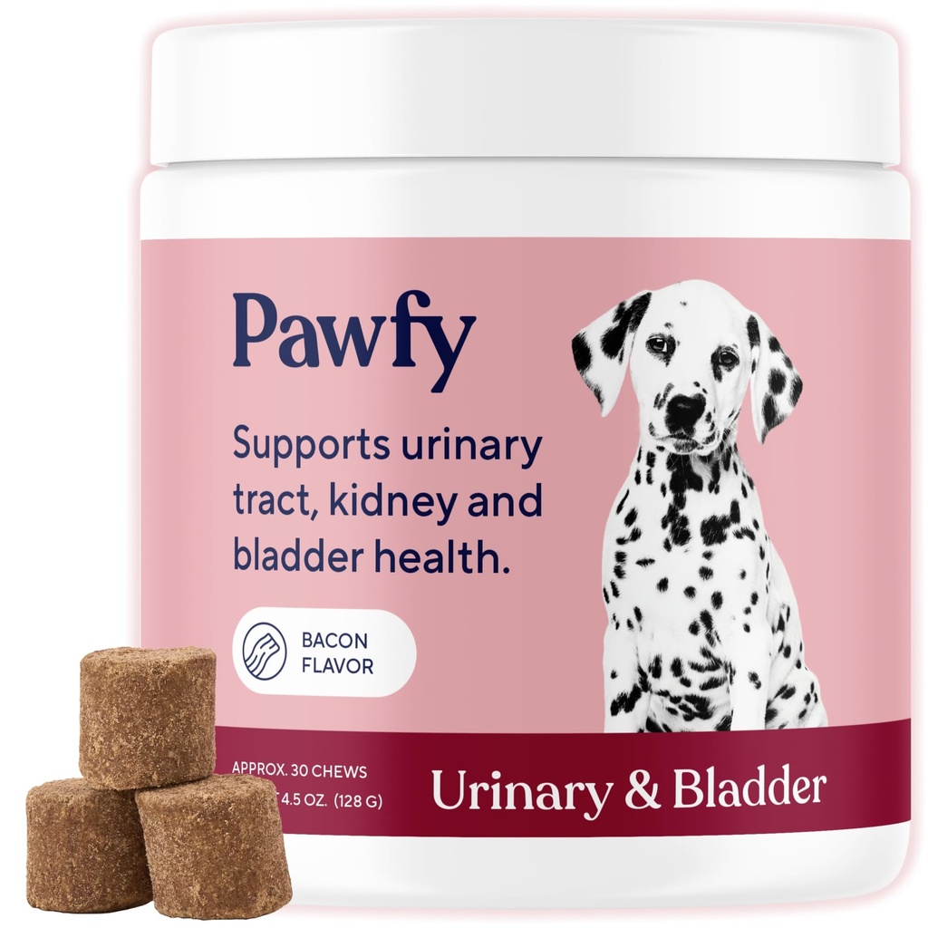 Pawfy Dog UTI Supplemento | Cranberry & D-Mannose per la salute del tratto urinario e della vescica | Ideale per cani anziani | Controllo delle infezioni del tratto urinario | Vitamine e supplementi del cane - 30 Chews