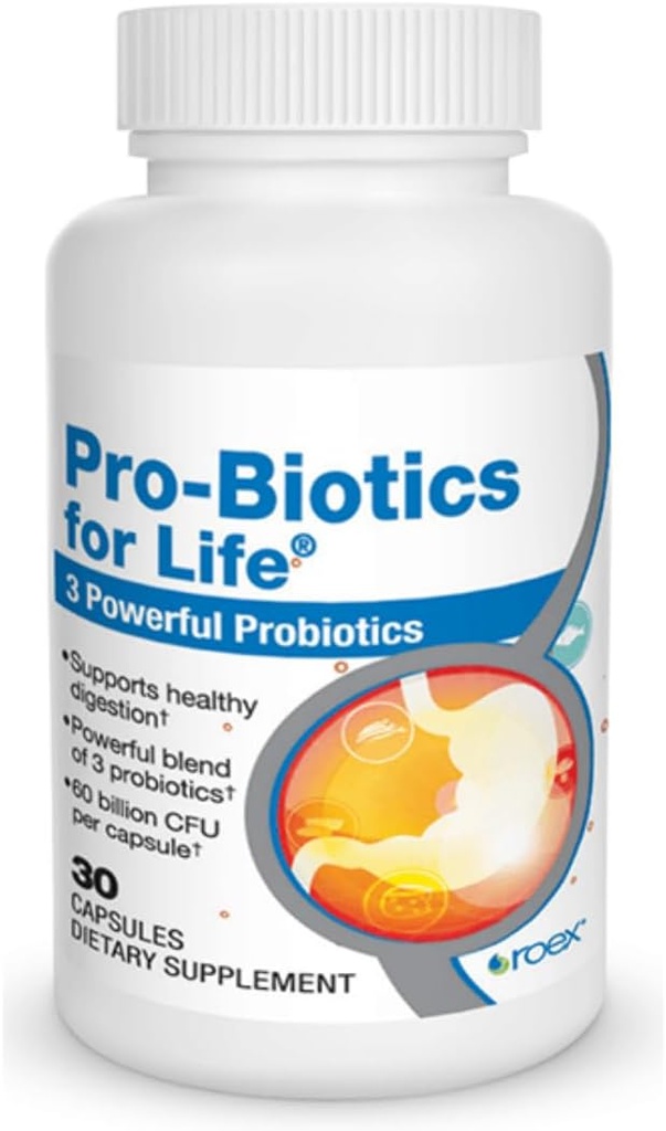 Roex Vitamins | Probiotici per la vita | Gut Health | Supporto per la digestione | Capsule vegetali | 30 Conte