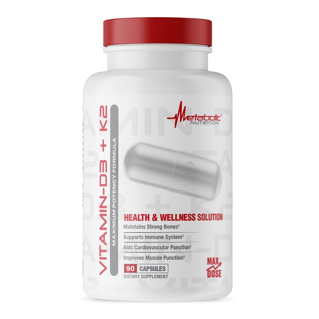Vitamina D3 + K2, Bone e Heart Health Formula, Supporto immunitario, 90 capsule vegetali 7000IU per capsula Max Dose