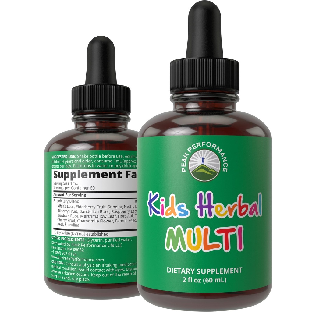 Bambini Vitamine da Erbe. Liquido bambini erba multivitaminico. Zucchero gratis 14-in-1 Vegan Supplemento gocce per bambini, bambini, adolescenti. Mixed in acqua Non avranno nemmeno gusto esso