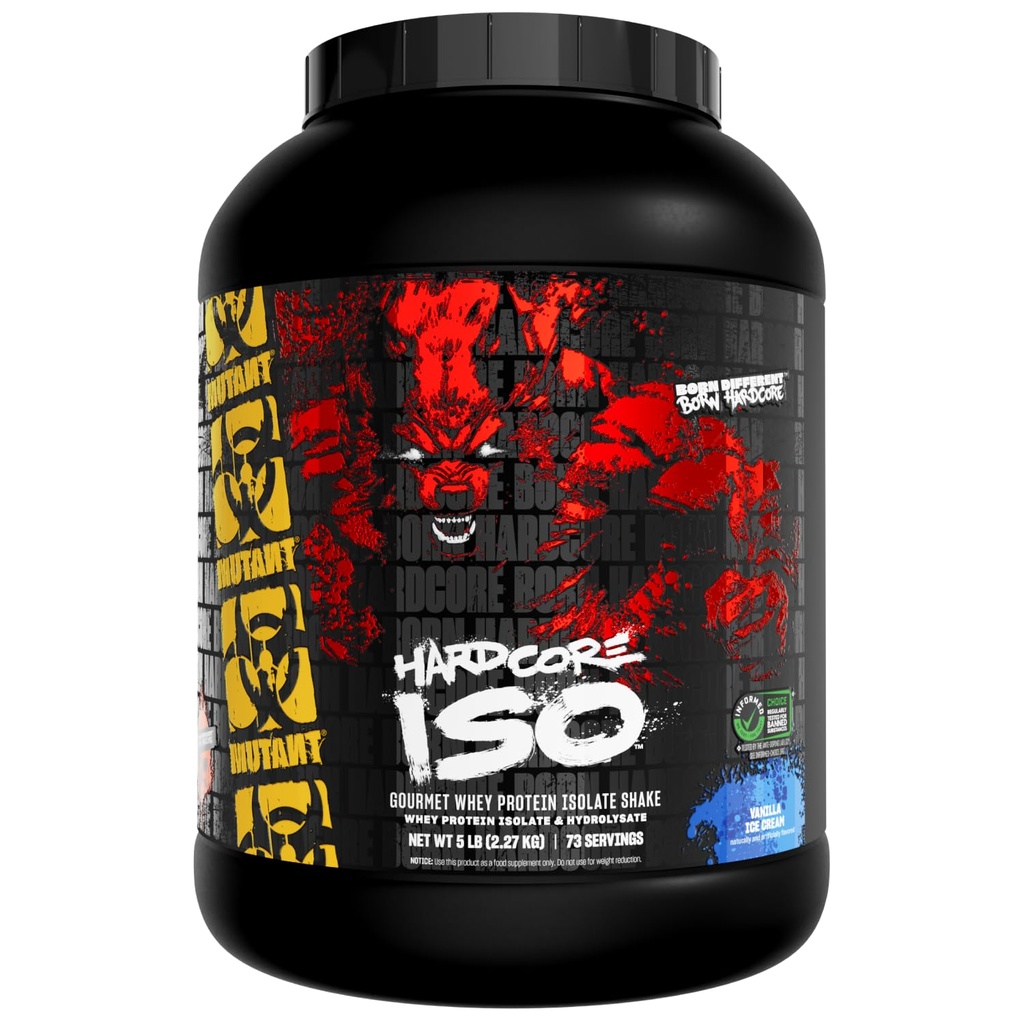 Mutant ISO Surge Whey Protein Isolate Powder agisce rapidamente per aiutare a recuperare, costruire il muscolo, la massa e la forza, 5 lb - Vanilla Ice Cream
