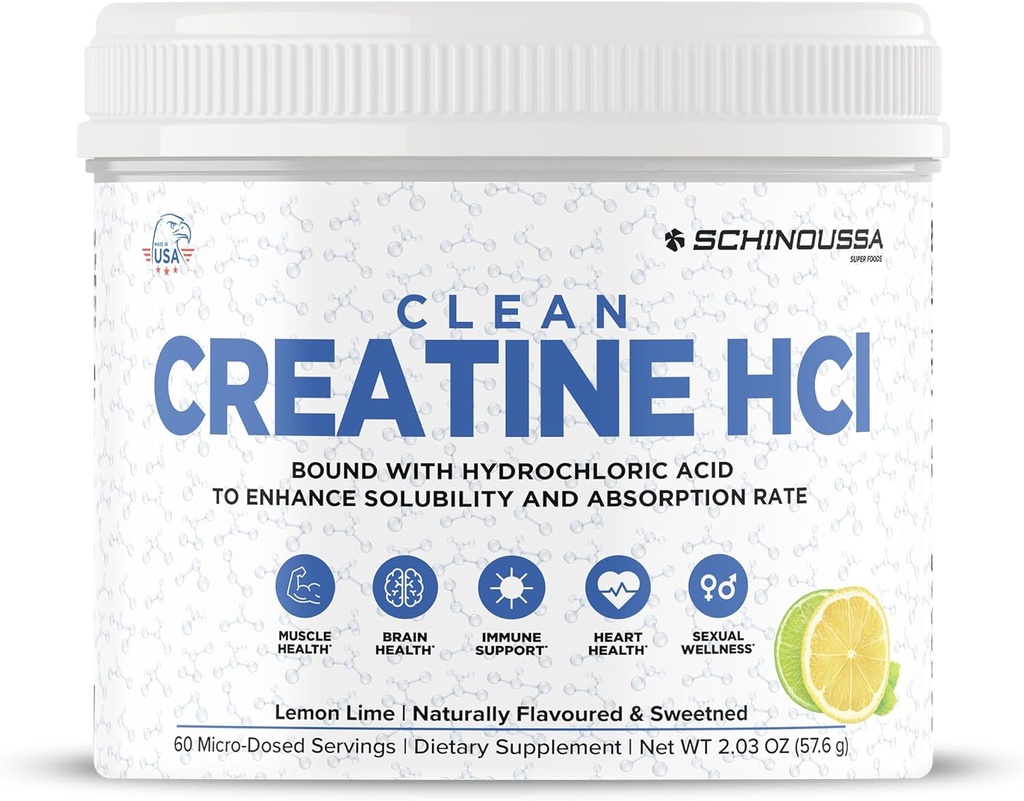 Lime Lime Creatina HCL Polvere | Micro-Dosed ad alto assorbimento Creatina | Aroma naturale & addolcito | Stimulant-Free | Vegan, Gluten-Free | Pre/Post Workout Supplement | 60 Serve