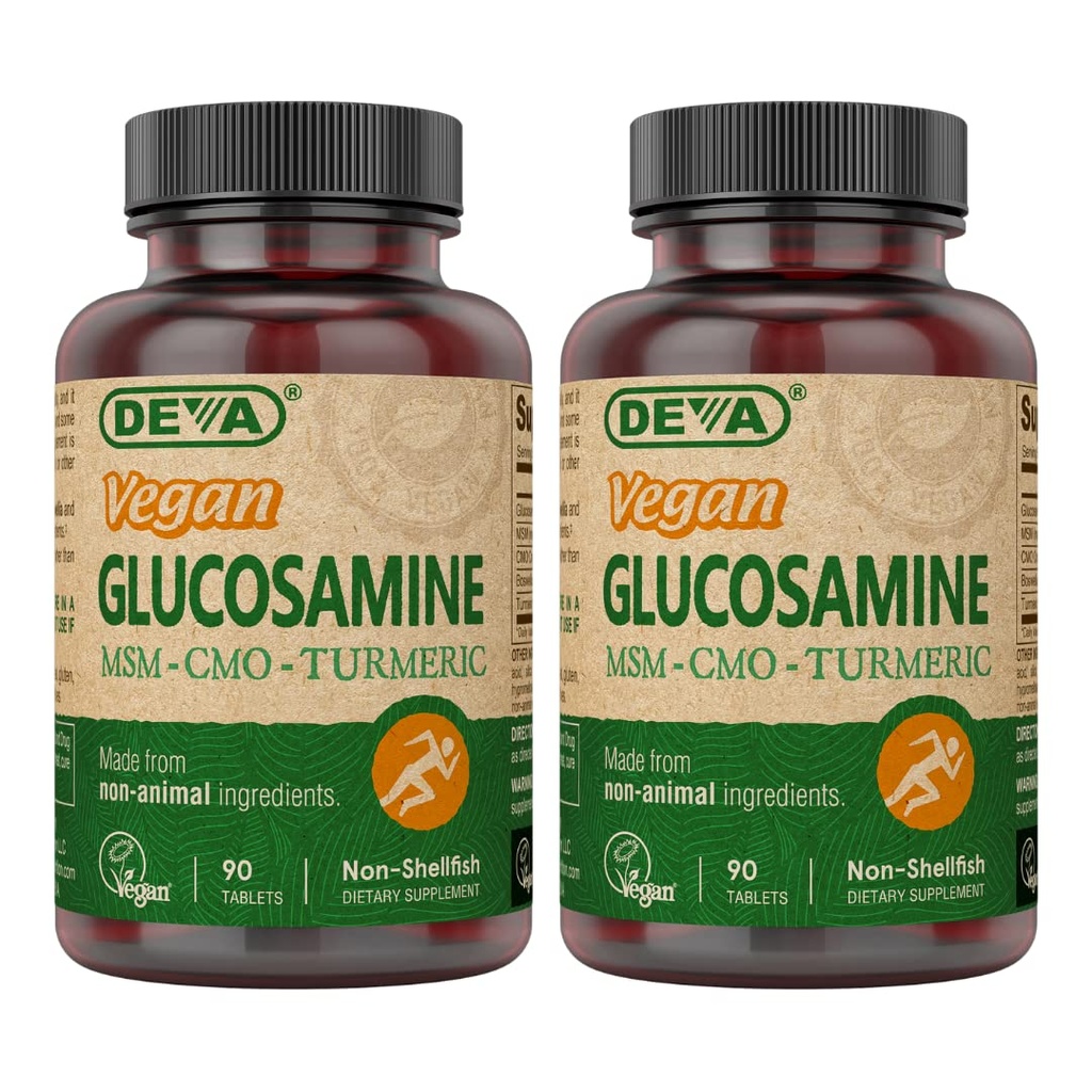 DEVA Vegan Glucosamine-MSM-CMO & integratore alimentare - Gluten Free Plant Based Nutritional Supplement - 90 compresse (Pack of 2)