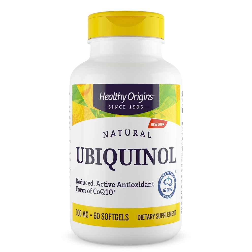 Origine sana Ubiquinol 100 mg (Kaneka QH, Non OGM, Gluten Free, Supporto cardiaco, Supporto energetico), 60 Softgels