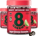 Gummie Supergreens | Super Greens Polvere Superfood Gummy per Metabolismo, Immunity & Focus, Enzimi Digestivi, Organic: Chlorella, Spirulina, Aloe Vera, Sapore di Mela, 150 Count