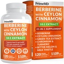 21-in-1 Berberina supplemento con cannella di Ceylon con cromo, melone di Bitter e estratto di tè verde e estratto di pepe nero 5X per il supporto energetico e metabolico con 5279 mg (120 ct, confezione da 1)