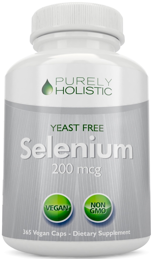 Selenium 200mcg - 365 Vegan Capsules non Tablets - Pure & Yeast Free L-Selenomethionine for Betterd Absorption - Thyroid, Heart, and Immune System Support - Antiossidante Trace Mineral - Made in USA