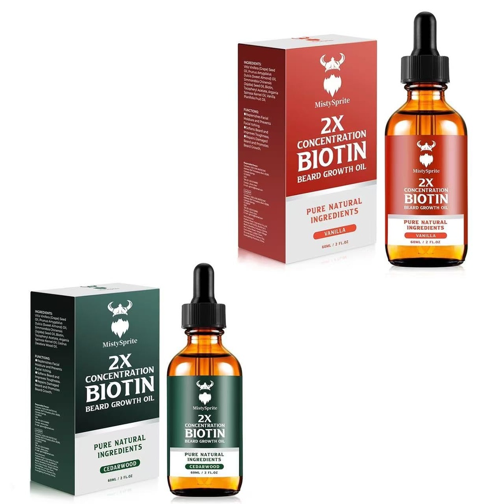 Olio di crescita del cuscinetto di biotina per gli uomini, olio naturale del cuscinetto degli uomini con l'olio di Argan, l'olio di Jojoba e la vitamina, idrati e i capelli facciali
