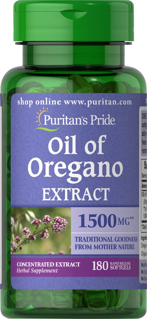 Puritan's Pride Oil of Oregano Extract 150 mg Softgels, 180 Conte