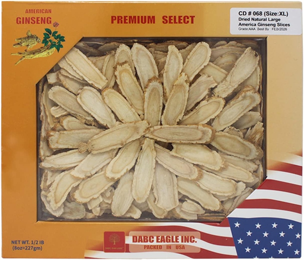 American Ginseng Slices dal Wisconsin, American Wisconsin Ginseng Slices Root for Tea, Energy for Mental Health Boosts Immunity, Gluten Free, Long Strip 1 Box of 8 Ounces