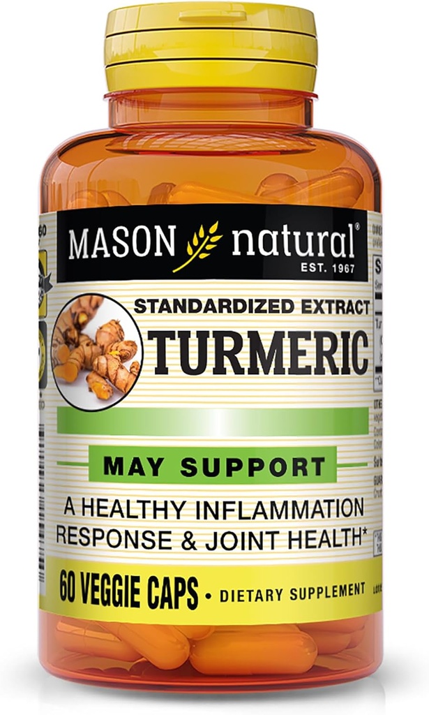 MASON NATURAL Turmeric 500 mg, con 95% curcuminoidi, supplemento per il benessere generale & Joint Support, 60 capsule vegetali a base vegetale