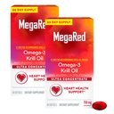 MegaRed Ultra Concentrato 750mg Omega-3 Krill olio Fatty Supplemento con EPA/DHA, Antiossidante Astaxantina, No Fish Oil Aftertaste Supporta la salute del cuore, 80 Conte Softgels (2 Pack)