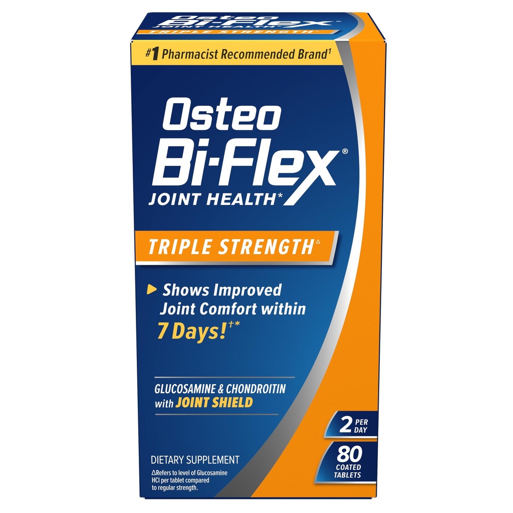 Osteo Bi-Flex Triple Strength, Glucosamine Chondroitin con vitamina C Joint Health Supplement, Compresse rivestite, 80 Count