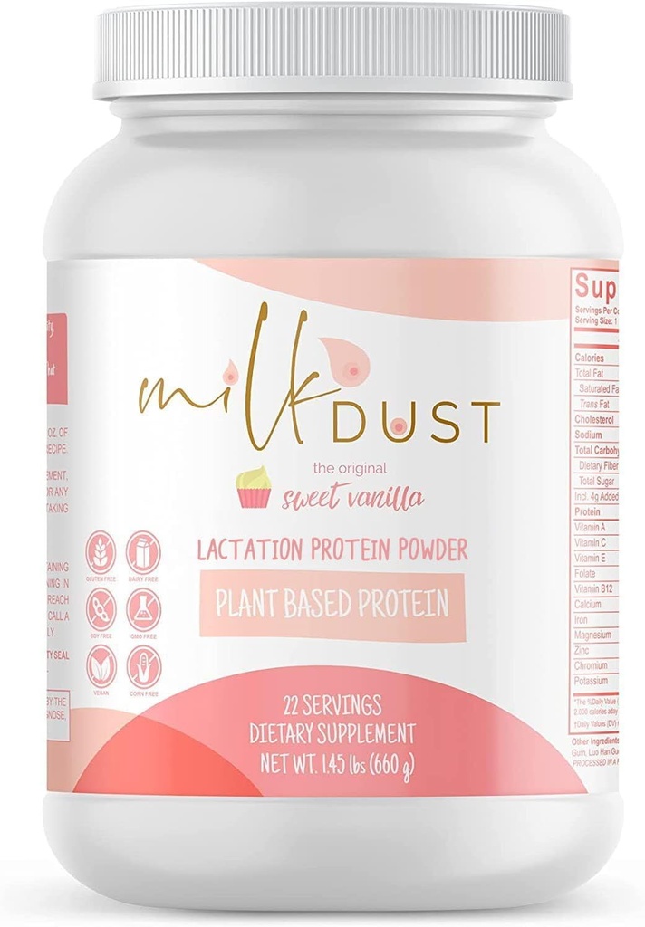 Polvere di proteina DUST 660g | Polvere di allattamento per le mamme | Lactation Support Pea Powder | Vegan & Dairy-Free | Vanilla dolce | 22 Serve (Vanilla.)