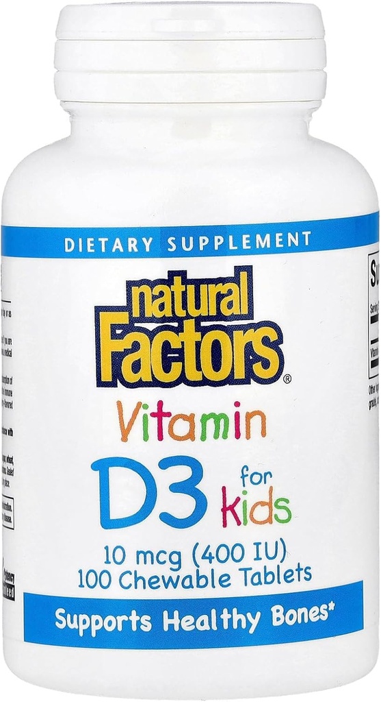 Fattori naturali, Vitamina D3 400 IU, Supporta forti ossa, denti e funzione immunitaria, 100 compresse (100 porzioni)