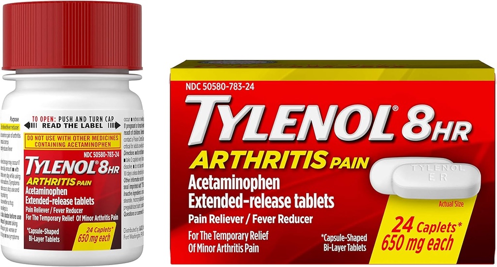 Tylenol 8 ore Artrite Dolore Tavole con Acetaminofene per Dolore Congiunto, 24 ct