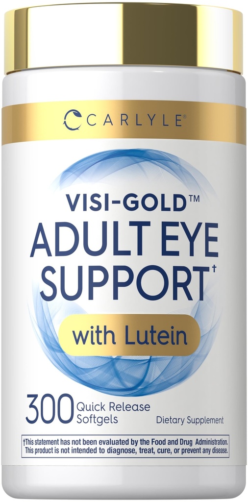 Carlyle Adult Eye Support | 300 capsule | con Lutein e Zeaxanthin | Non OGM e Gluten Supplemento gratuito