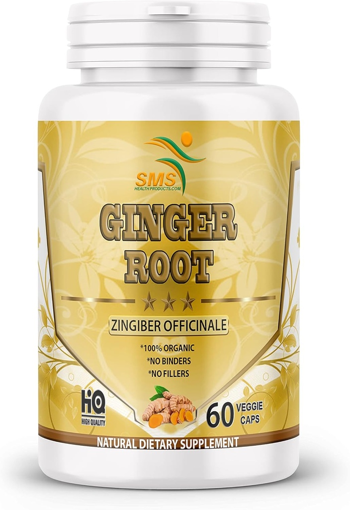 Polvere di radice di zenzero organica (Zingiber officinale) Supporto digestivo - 60 capsule vegetali